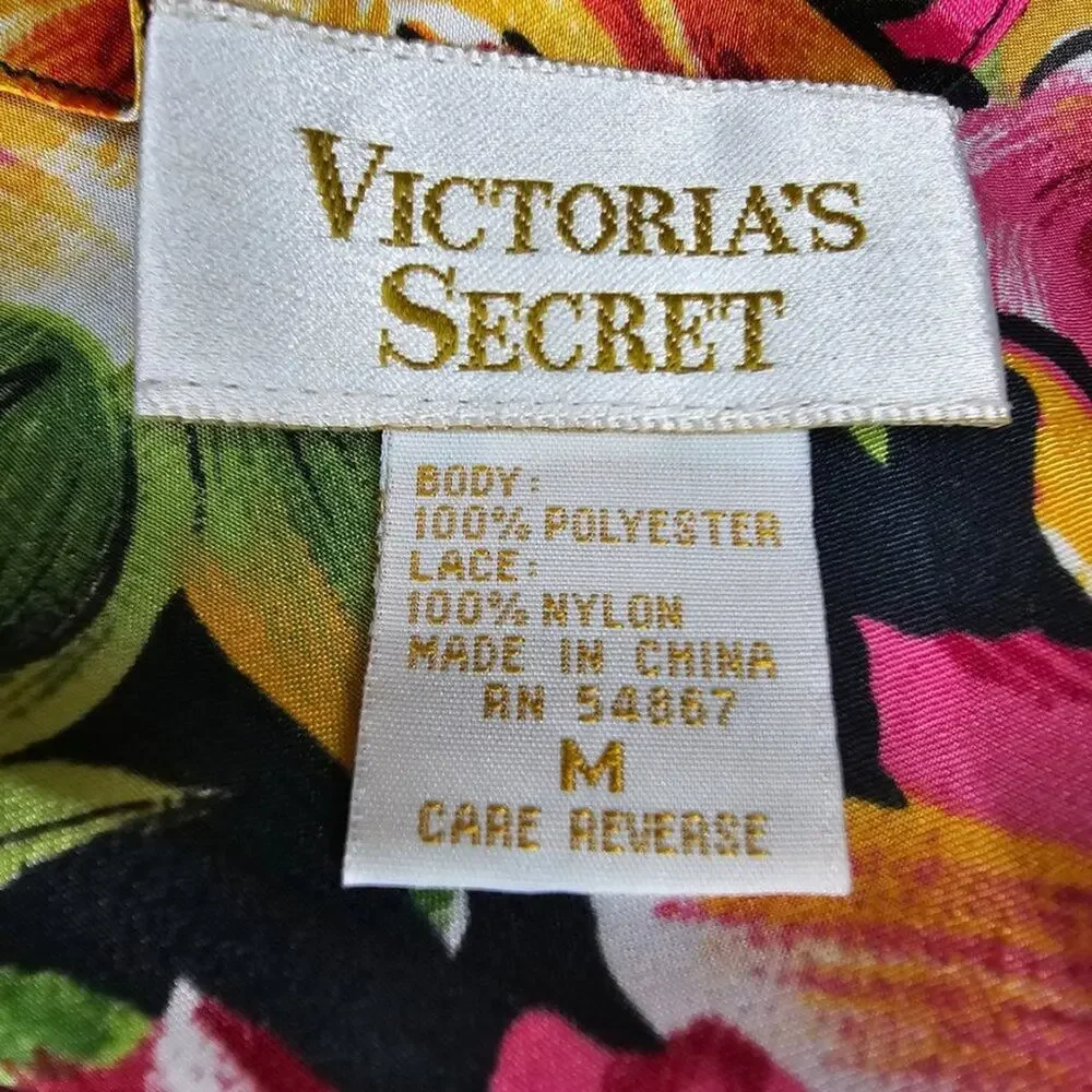Victoria's Secret Vintage‎ Gold Label Floral Black Lace Slip Dress Size M
